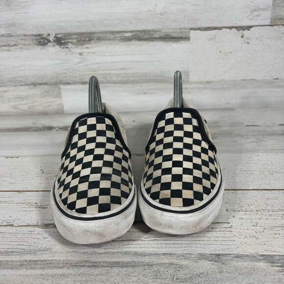 Vans Women's Old Skool Slip On Low Black White Checkerboard Shoes‎ Size 5.5 - Picture 4 of 8